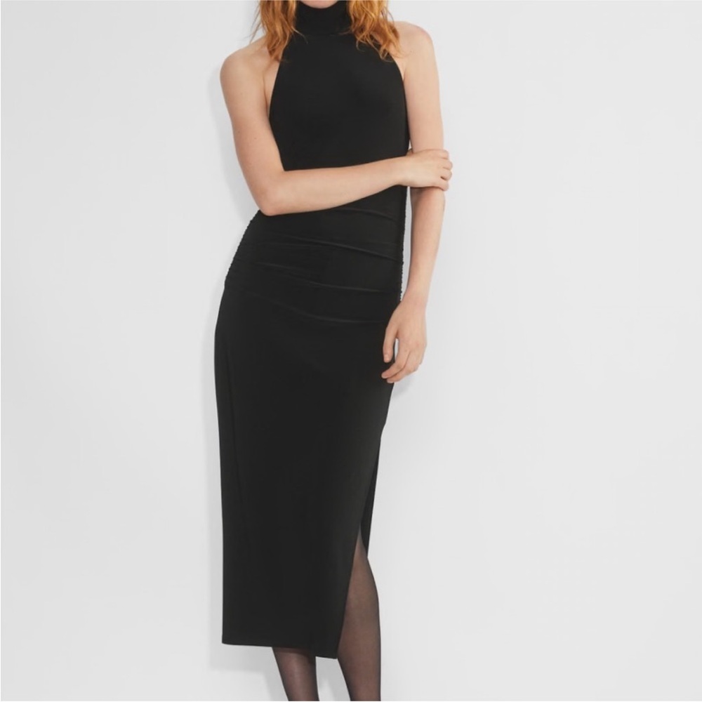 Aritzia Wilfred Elegant Black Halter Neck Dress Smooth Matter™ Remedy Dress